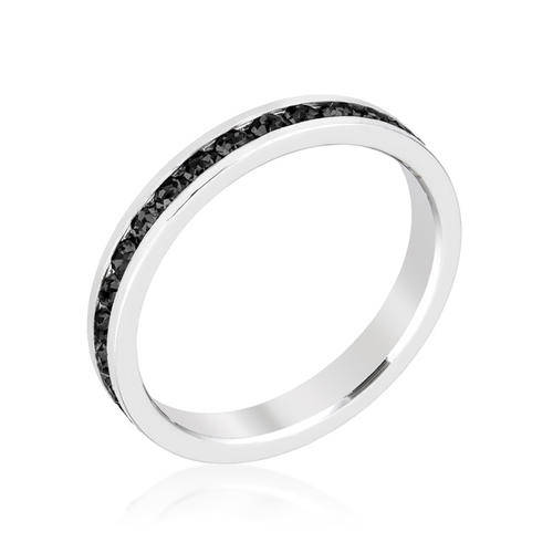 Stylish Stackables with Jet Black CZ Ring  *USA IMPORT*